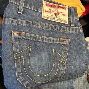 True Religion Men's Denim Jeans with Yellow Stitching